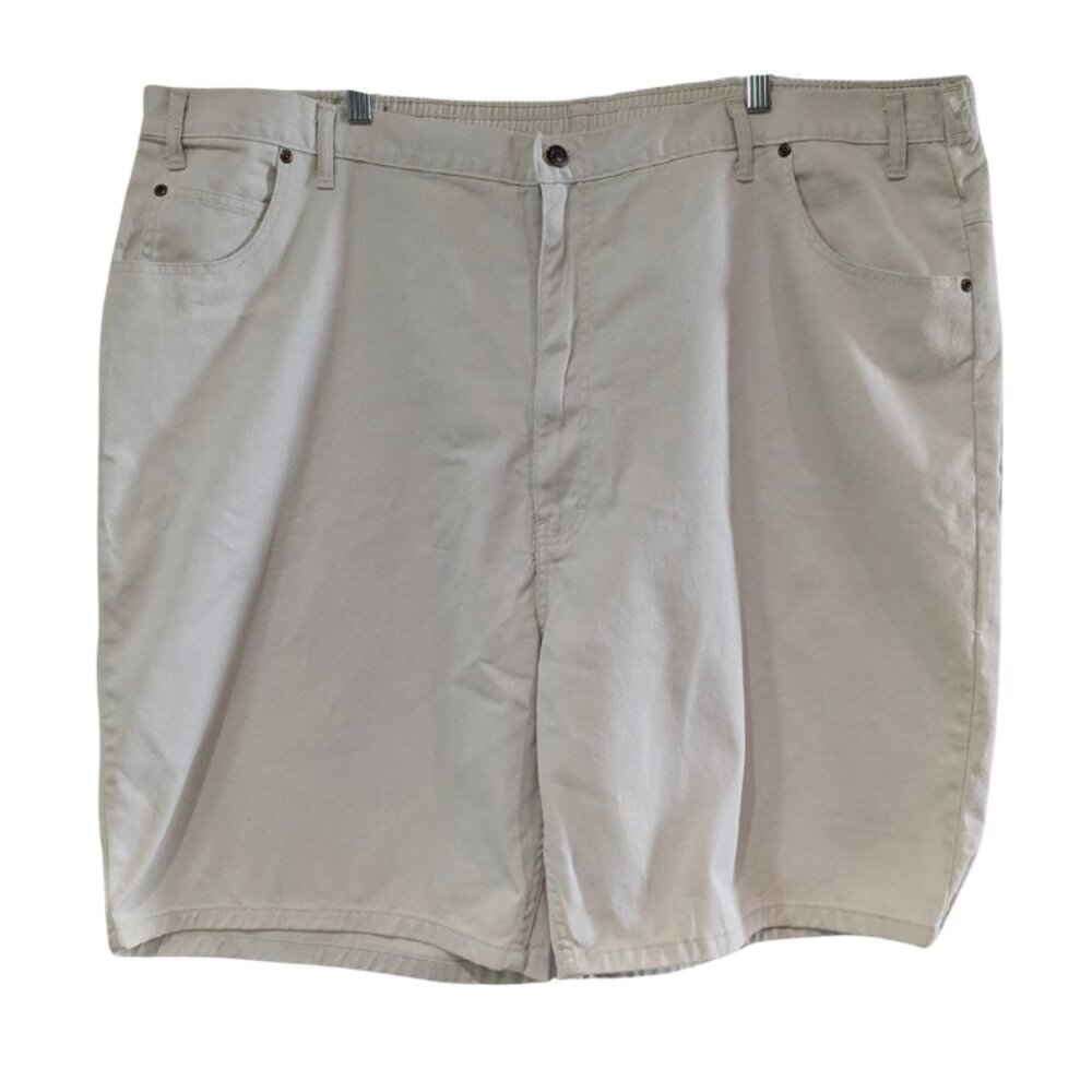 Duke Men's Relaxed Fit Jean Shorts Size 48 Light Beige NWT, 100% Cotton, Elastic